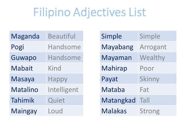 filipino adjectives